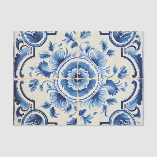 Papier Mousseline Découpage de motif portugais mignon (Recto)