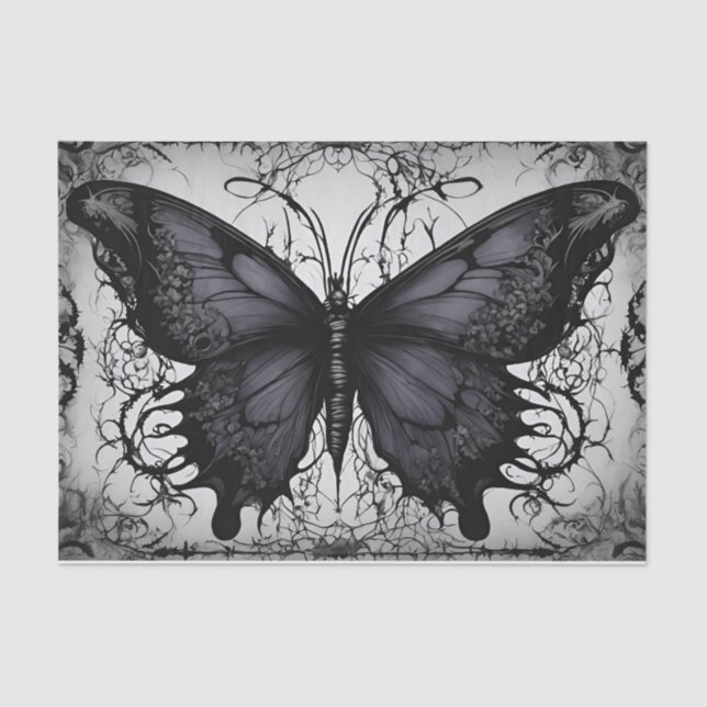 Papier Mousseline Découpage de papillon gothique foncé (Recto)