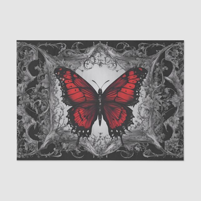 Papier Mousseline Découpage de papillon gothique foncé (Recto)