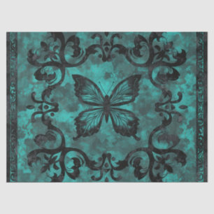Papier Mousseline Découpage de papillon turquoise gothique vintage