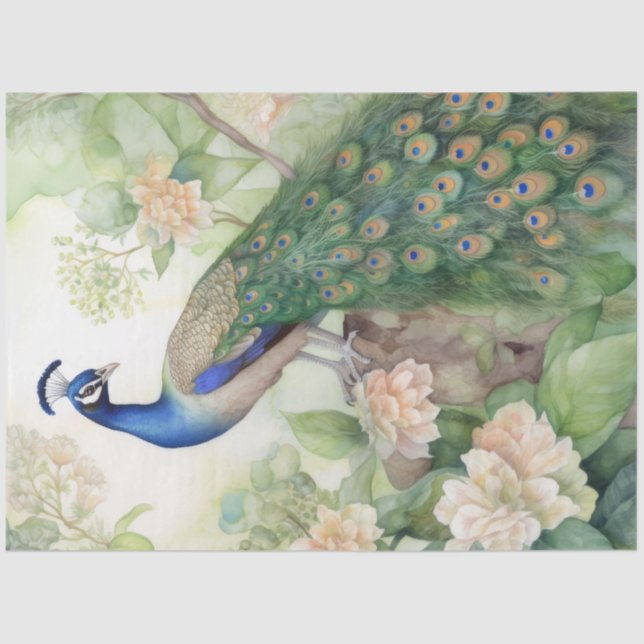 Papier Mousseline Découpage de Peacocks de Boho vintage (Recto)