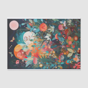 Papier Mousseline Découpage de peinture à la fleur lunaire à papillo
