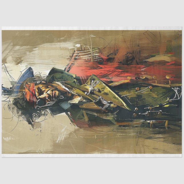 Papier Mousseline Découpage de peinture Abstraite en aquarelle de pi (Recto)