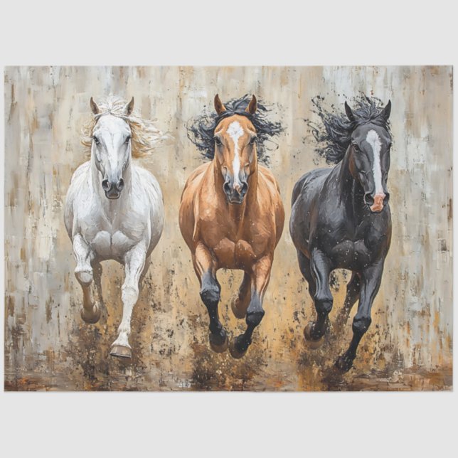 Papier Mousseline Découpage de peinture de trio de cheval (Recto)