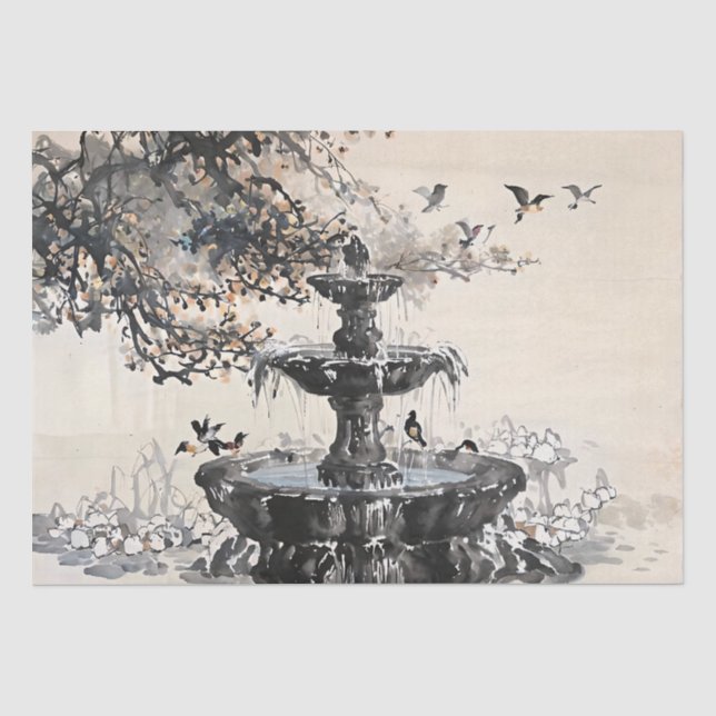 Papier Mousseline Découpage de peinture en encre de fontaine chinois (Recto)