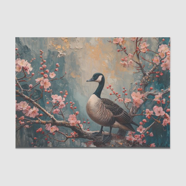 Papier Mousseline Découpage de peinture sur fleurs de cerisiers d'oi (Recto)