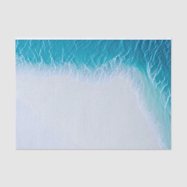 Papier Mousseline Découpage de plage marine des vagues bleues (Recto)