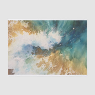Papier Mousseline Découpage de plage Ocean Waves Watercolor