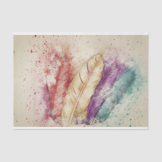 Papier Mousseline Découpage de plume d'aquarelle  (Recto)
