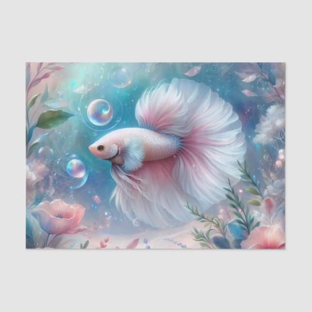 Papier Mousseline Découpage de poisson blanc rose pâle (Recto)