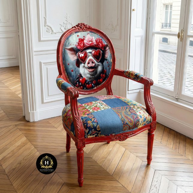 Papier Mousseline Découpage de porc de la Saint-Valentin (Créateur téléchargé)