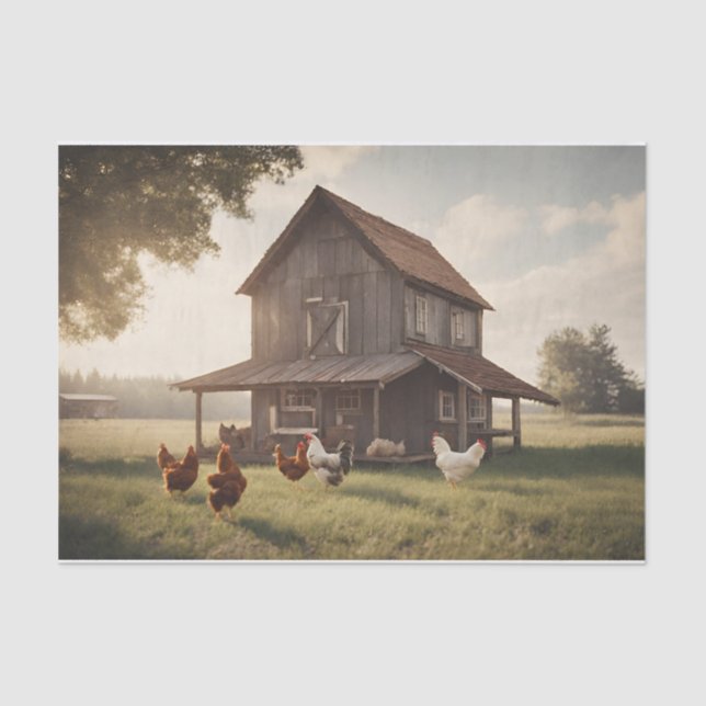 Papier Mousseline Découpage de poulet rustique 10 livres (Recto)