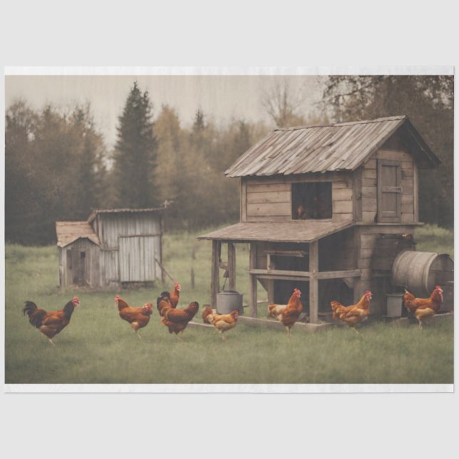 Papier Mousseline Découpage de poulet rustique de 18 livres (Recto)