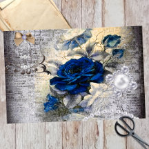 Découpage de Rose Ephemera bleu foncé victorien