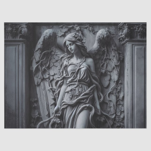 Papier Mousseline Découpage de sculpture gothique Angel et vignes (Recto)