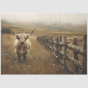 Papier Mousseline Découpage de Sepia Vintage de vache Highland