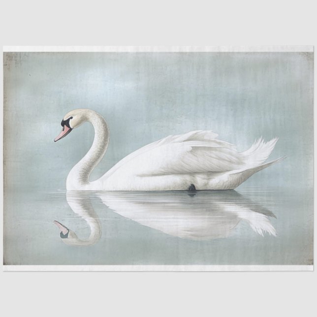 Papier Mousseline Découpage de style antique Ephémère de cygne (Recto)