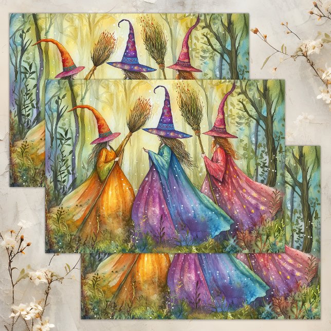 PAPIER MOUSSELINE DÉCOUPAGE DE TÉMOINS HALLOWEEN WHIMSICAL (WHIMSICAL HALLOWEEN WITCHES DECOUPAGE TISSUE PAPER)