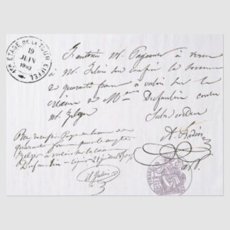 Papier Mousseline Découpage de texte bloqué Vintage de script frança