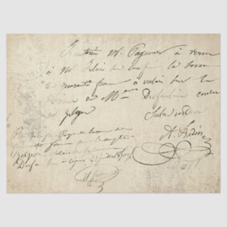 Papier Mousseline Découpage de texte bloqué Vintage de script frança