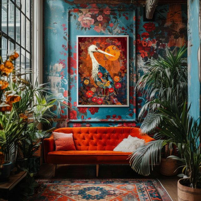 Papier Mousseline Découpage de texture rustique d'oiseaux de grue vi (Créateur téléchargé)