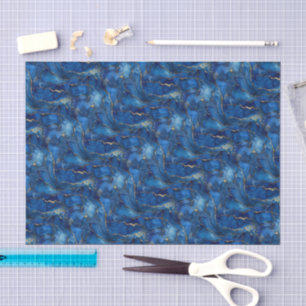 Papier Mousseline Découpage de tourbillon d'aquarelle bleu profond e