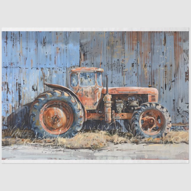 Papier Mousseline Découpage de tracteur rustique (Recto)