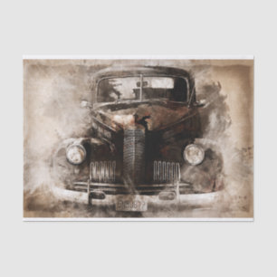Papier Mousseline Découpage de voiture rustique vieille vintage
