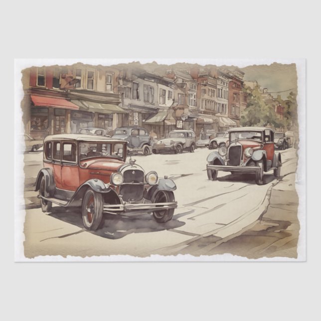 Papier Mousseline Découpage de voiture vintage (Recto)