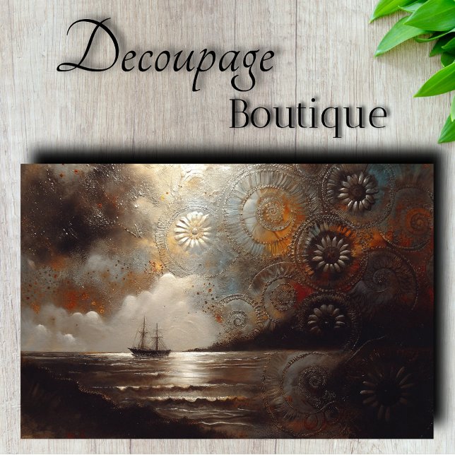 Papier Mousseline Découpage de voyage du navire céleste (Celestial Ship Journey Decoupage Tissue Paper)