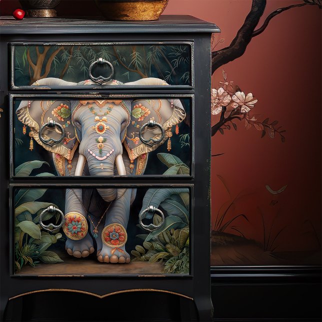 Papier Mousseline Découpage décorée Boho Elephant (Créateur téléchargé)