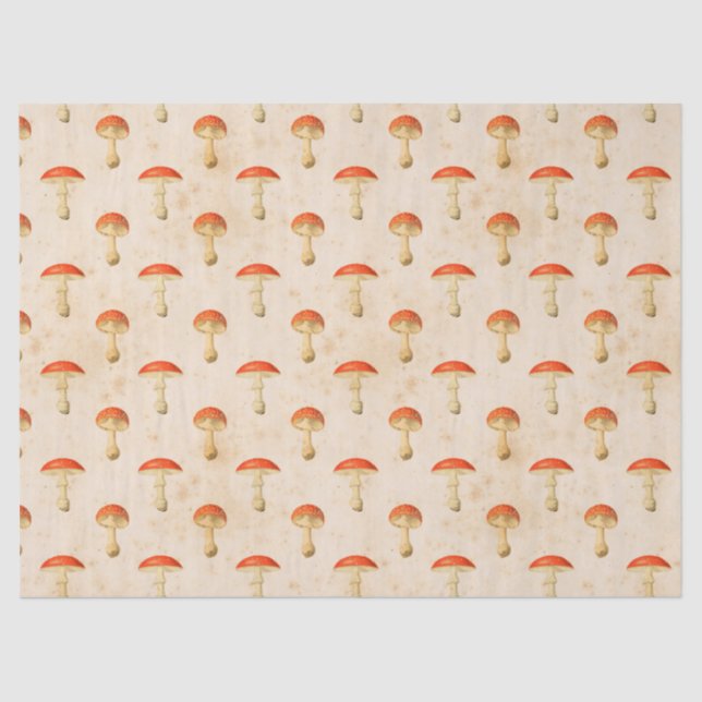 Papier Mousseline Découpage des champignons rouges vintages (Recto)