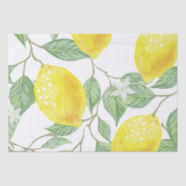 Papier Mousseline Découpage des citrons aquarelles (Recto)