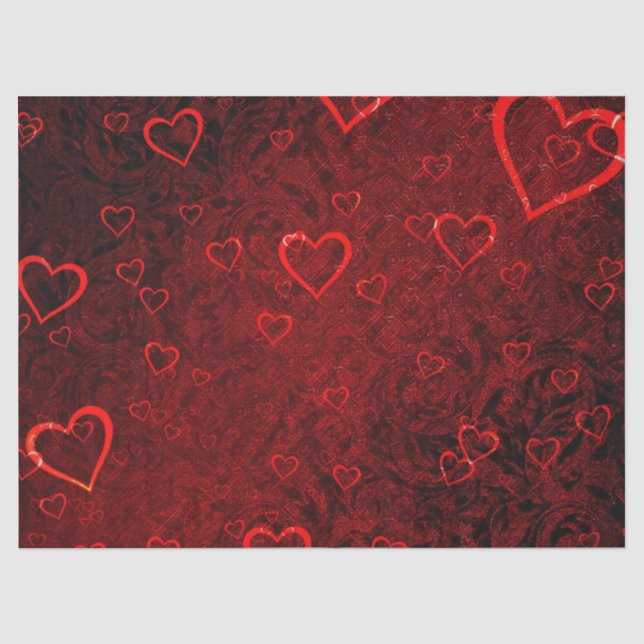 Papier Mousseline Découpage des Coeurs rouges gothiques 20x30 Papier (Recto)