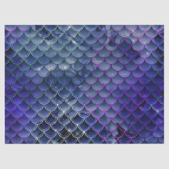 Papier Mousseline Découpage des échelles de sirènes bleues et violet (Recto)