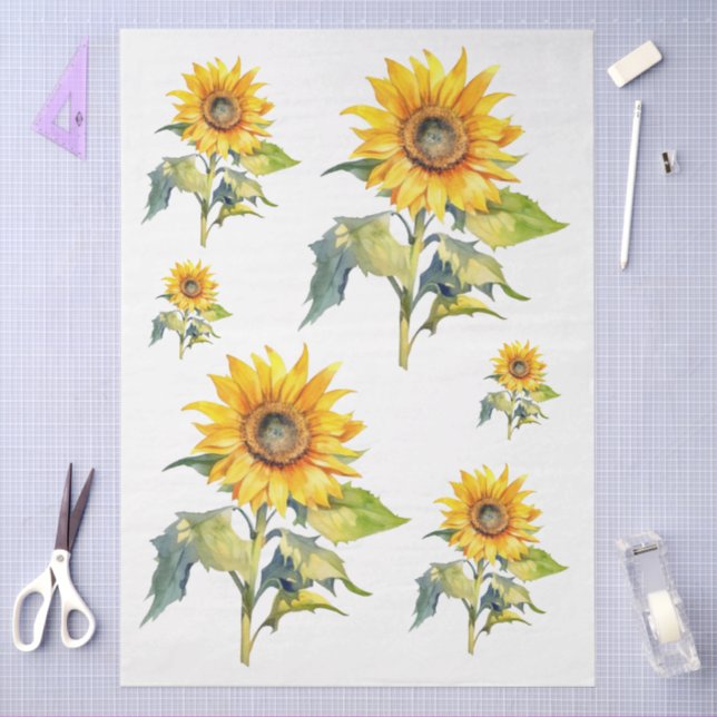 Papier Mousseline Découpage des grands tournesols (Artisanat)