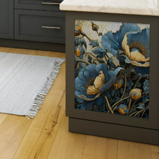 Papier Mousseline Découpage des pavots bleus ornés