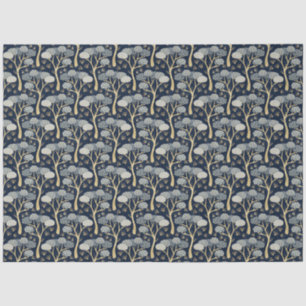 Papier Mousseline Découpage des pins Art déco Bleu et Or