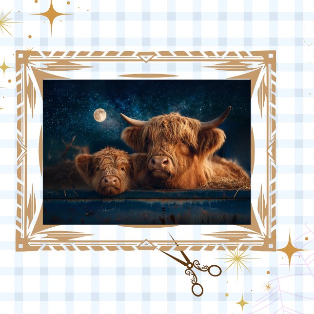 Papier Mousseline Découpage Des vaches moonlit rustiques dans les ha (Créateur téléchargé)