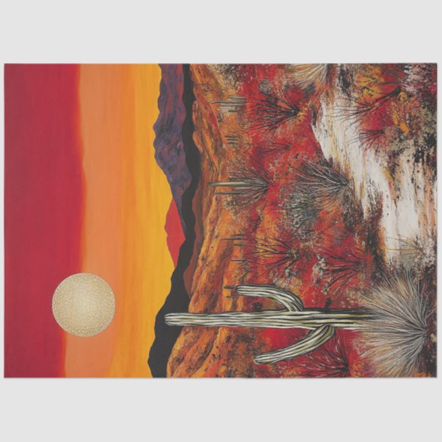 Papier Mousseline Découpage Desert Sunset Symphonie Design (Recto)