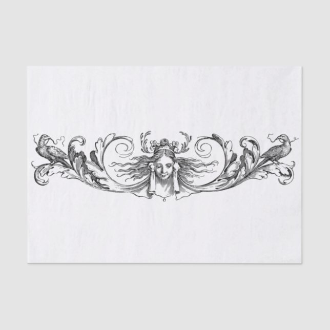 Papier Mousseline Découpage design Art déco noir et blanc (Recto)