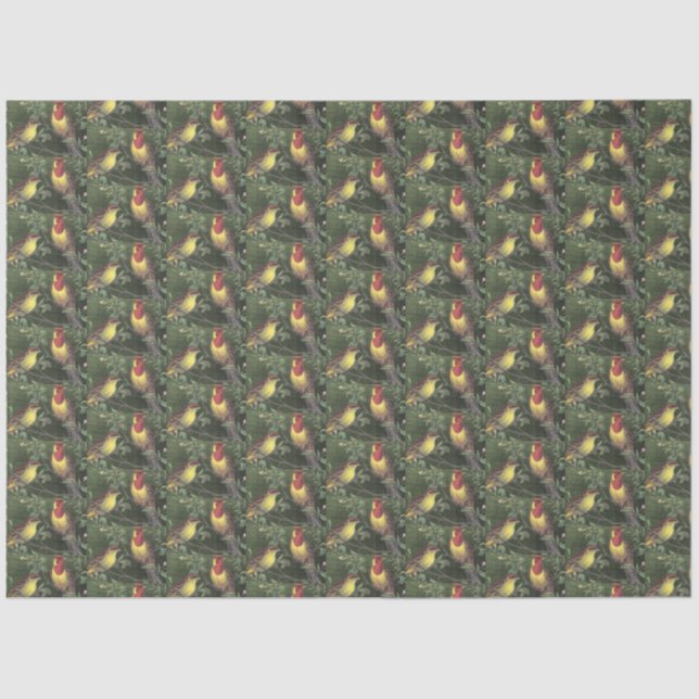 Papier Mousseline Découpage Deux oiseaux colorés (Recto)