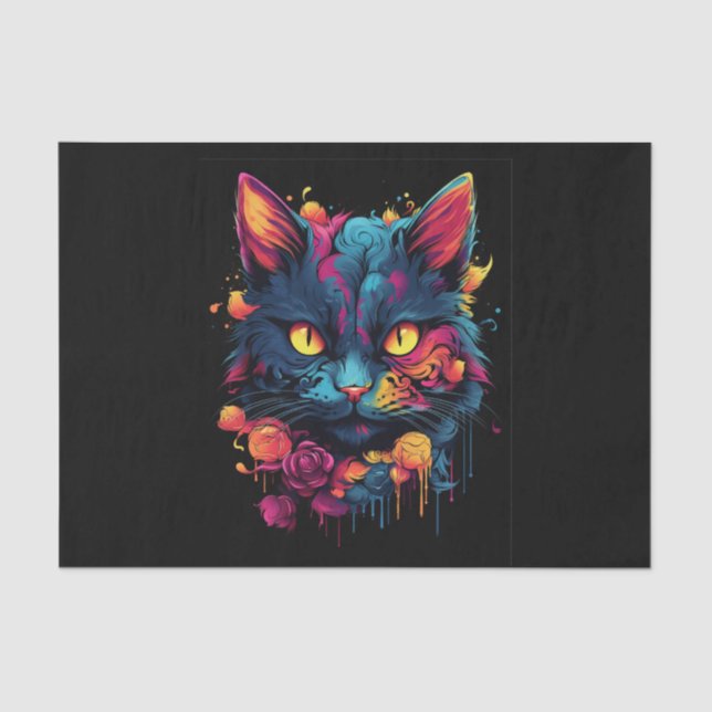 Papier Mousseline Découpage d'Halloween Chat noir effrayant (Recto)