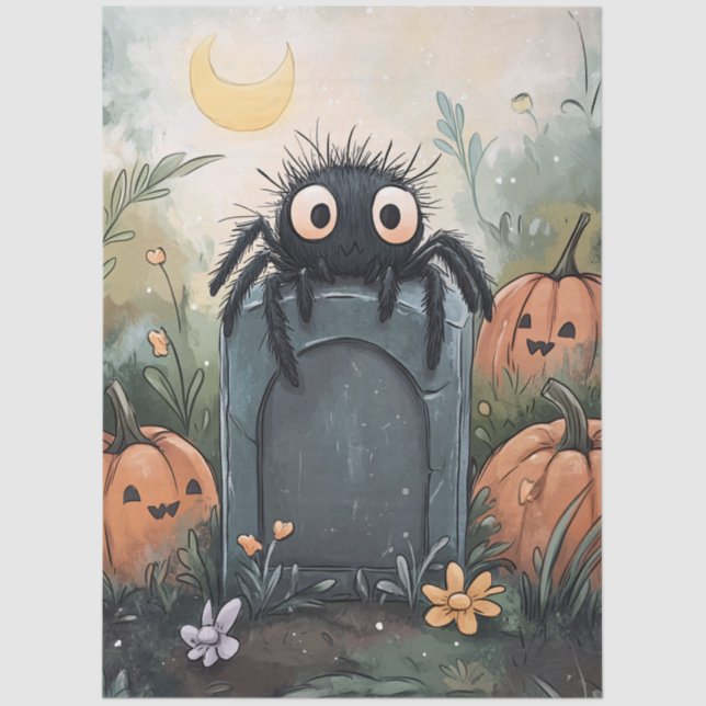 Papier Mousseline Découpage d'illustration de l'araignée d'Halloween (Recto)