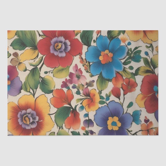 Papier Mousseline Découpage d'impression de fleurs italiennes / (Recto)