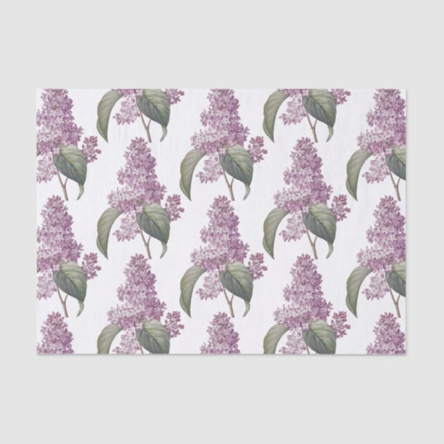 Papier Mousseline Découpage d'impression florale rose ancienne Lilac (Recto)