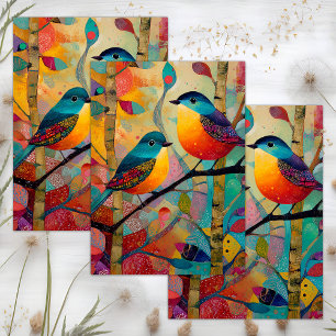 PAPIER MOUSSELINE DÉCOUPAGE D'OISEAU BLANC COLORÉ