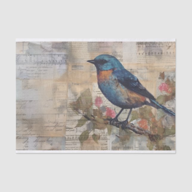 Papier Mousseline Découpage d'oiseau vintage (Recto)