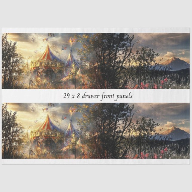 Papier Mousseline Decoupage Drawer Front Big Top Carnival Panel  (Recto)