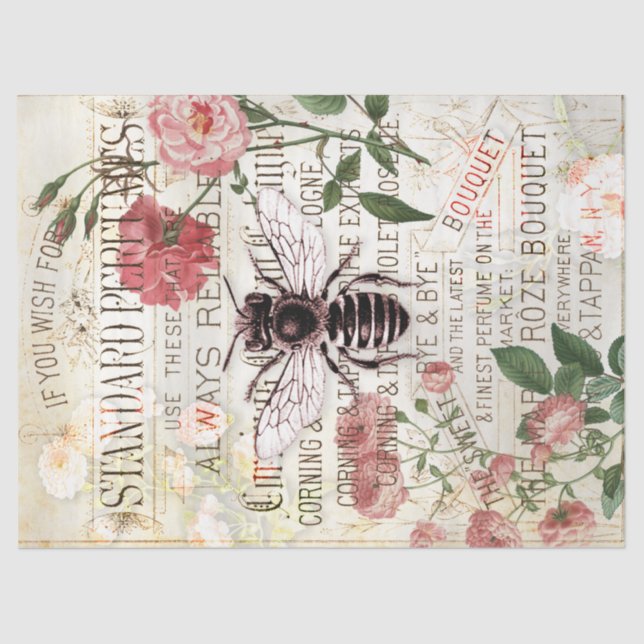 Papier Mousseline Découpage du bouquet Ephémère de la rose d'abeille (Recto)